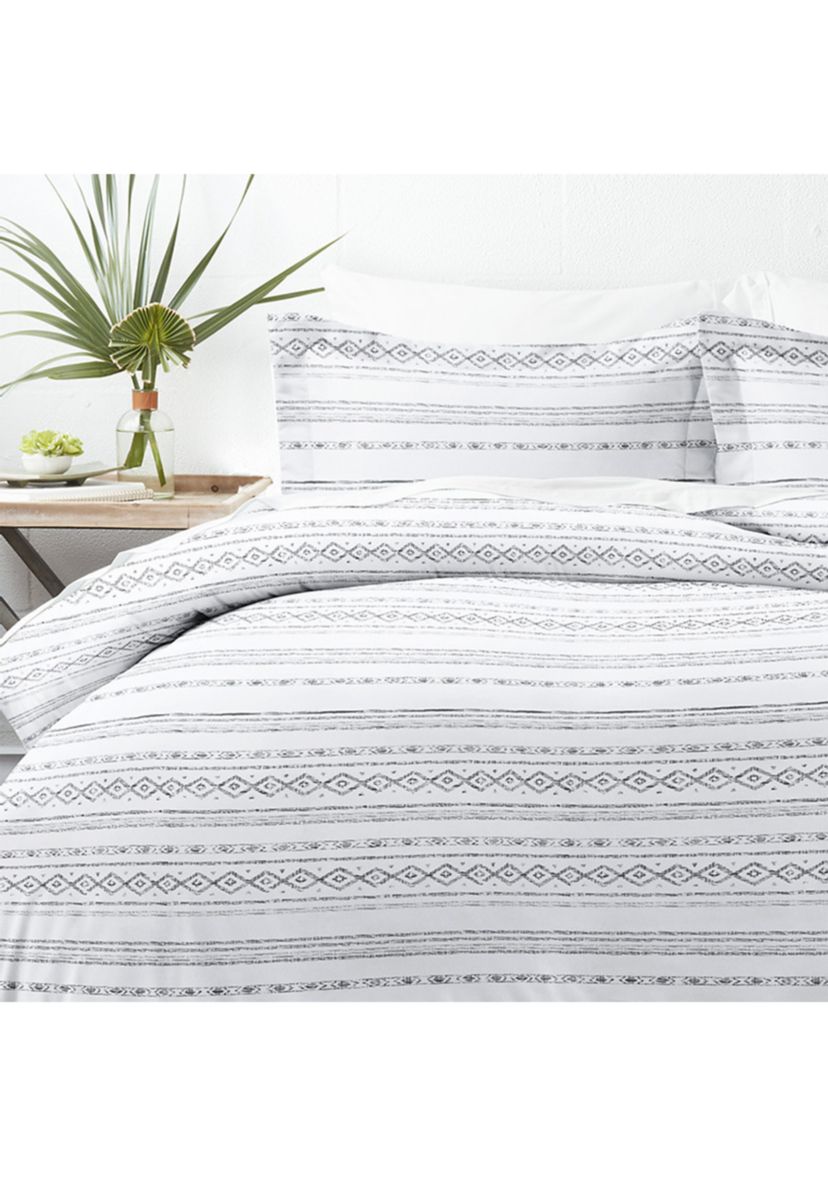 Premium Ultra Soft Geo Threads Pattern 3 Piece Duvet Cover Set