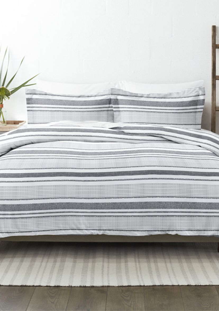 Premium Ultra Soft Vintage Stripe Pattern 3 Piece Duvet Cover Set