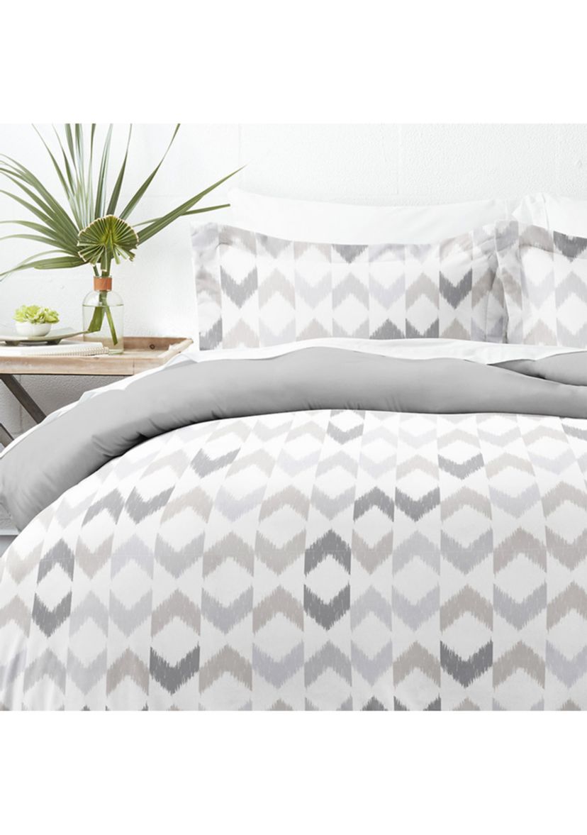 Premium Ultra Soft Chevron Sleep Pattern 3 Piece Reversible Duvet Cover Set