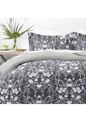 Premium Ultra Soft Secret Garden Pattern 3 Piece Reversible Duvet Cover Set