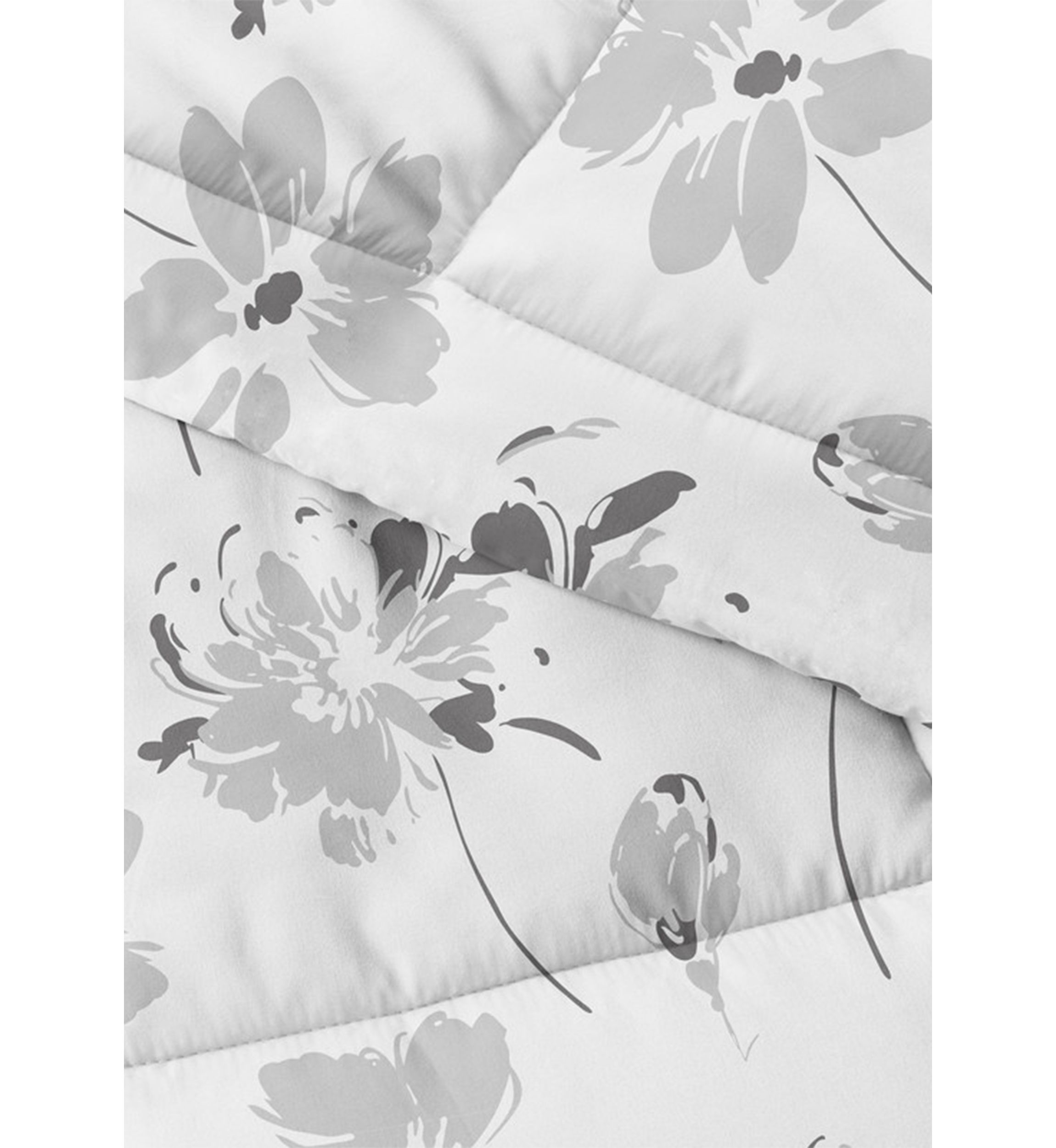 Premium Down Alternative Magnolia Grey Patterned Comforter Set