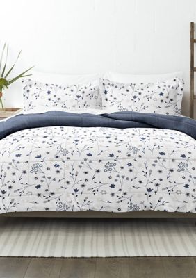 Comforter Set Patterned Reversible Microfiber All Season Down-Alternative Ultra Soft Bedding Forget Me Not