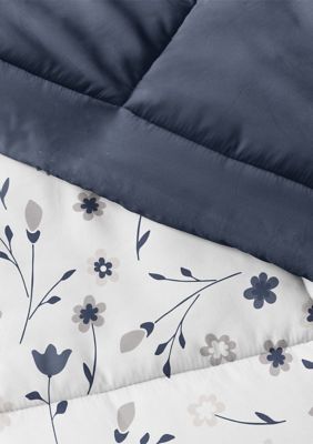 Comforter Set Patterned Reversible Microfiber All Season Down-Alternative Ultra Soft Bedding Forget Me Not