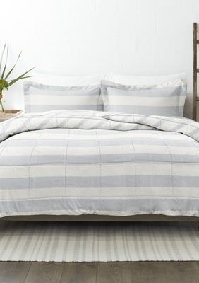 Comforter Set Patterned Reversible Microfiber All Season Down-Alternative Ultra Soft Bedding