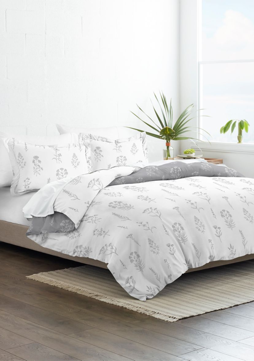 Premium Ultra Soft Botany Floral 3-Piece Reversible Duvet Cover Set
