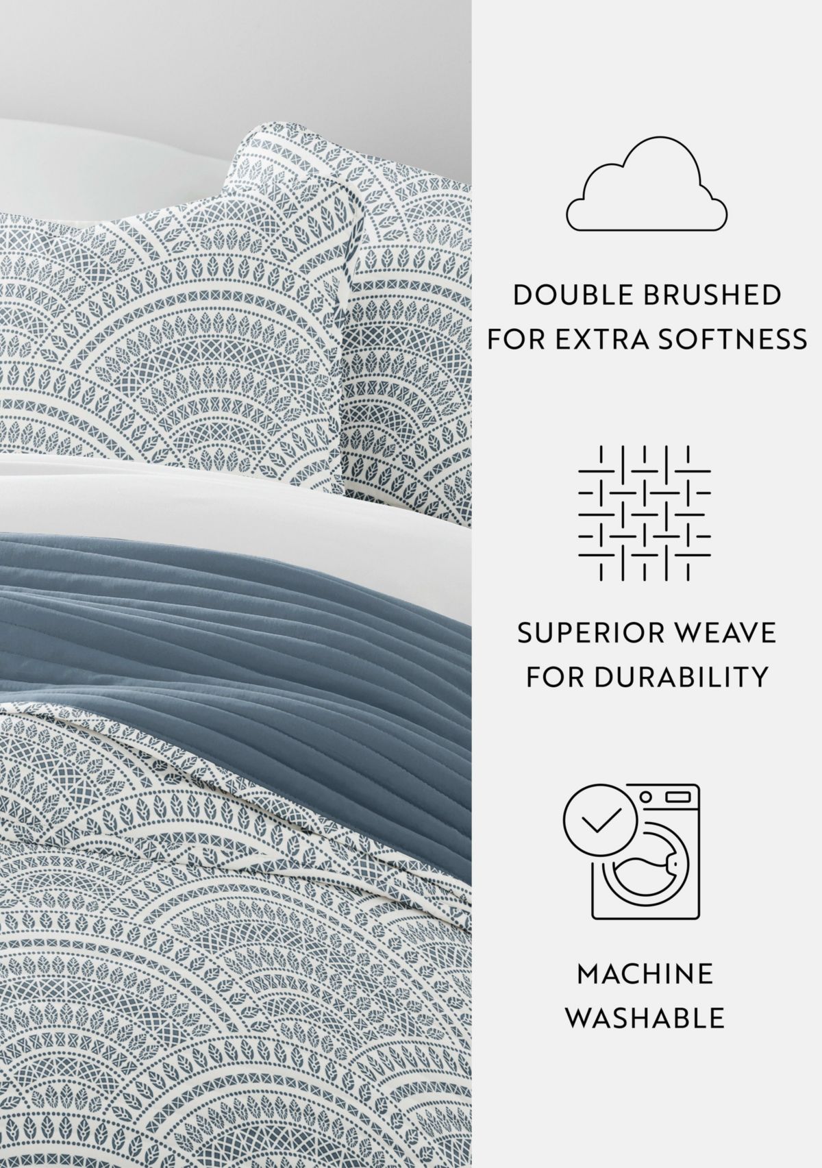 Ultra Soft Microfiber Reversible Scallop All Season Quilt Set with Shams