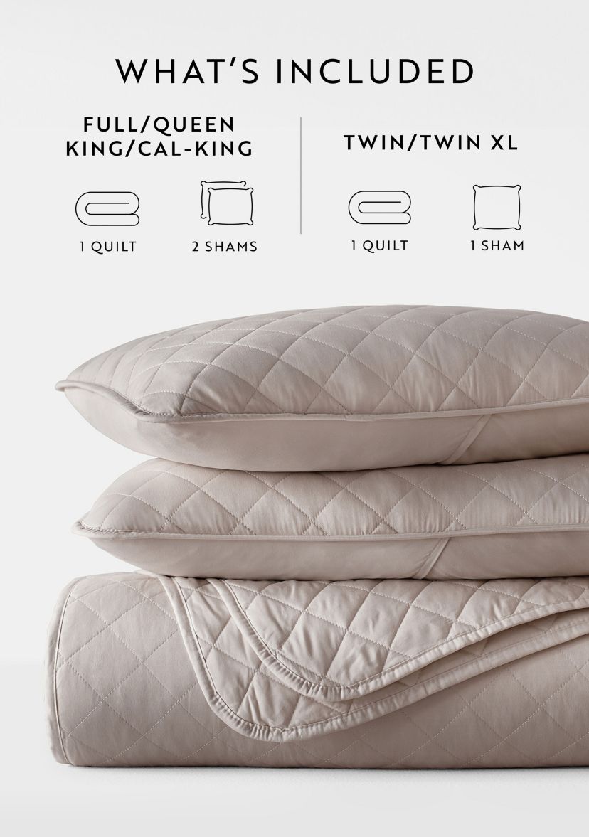Ultra Soft Microfiber Diamond Stitch All Season Quilt Coverlet Set with Shams