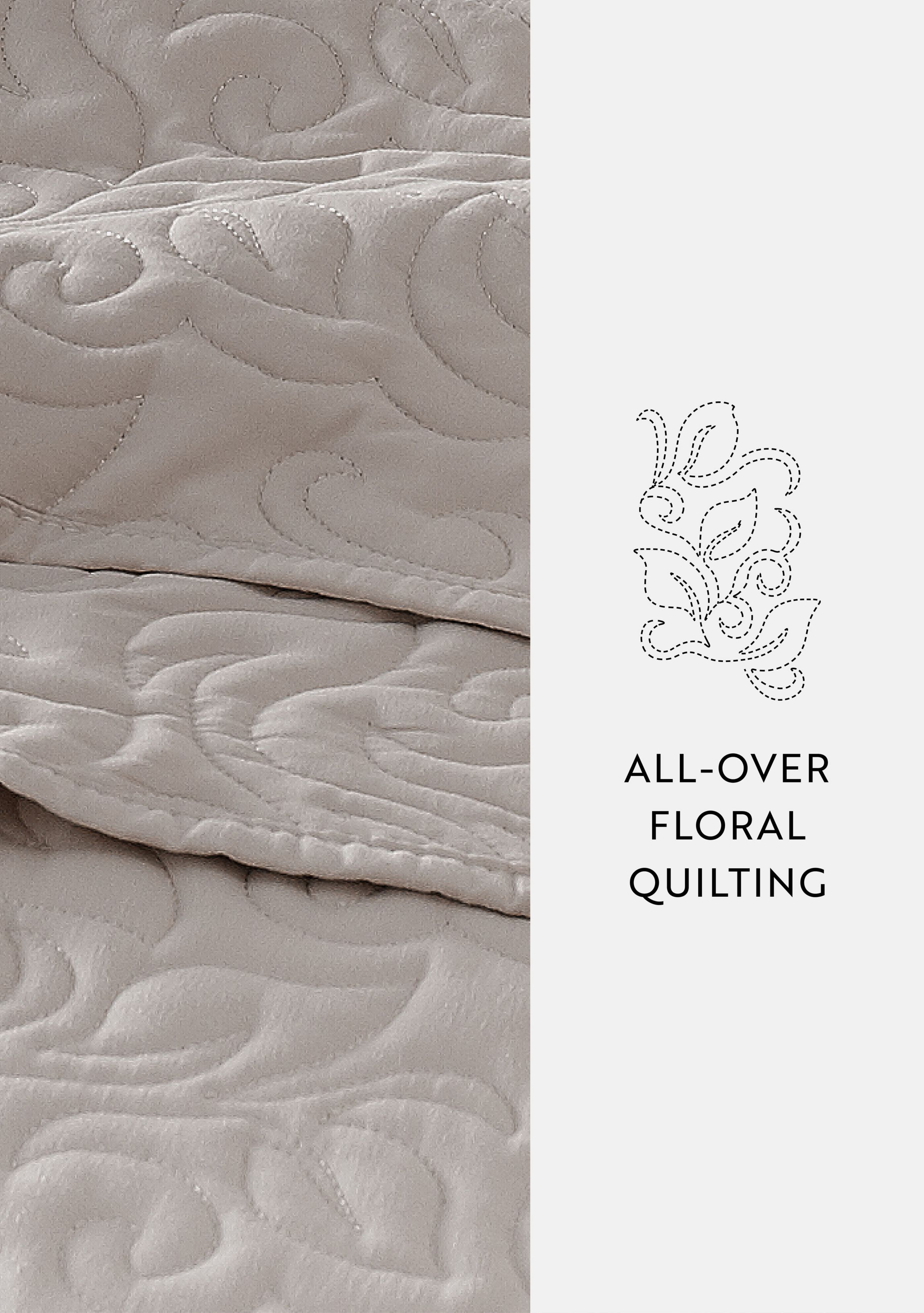 Ultra Soft Microfiber Floral Stitch All Season Quilt Coverlet Set with Shams