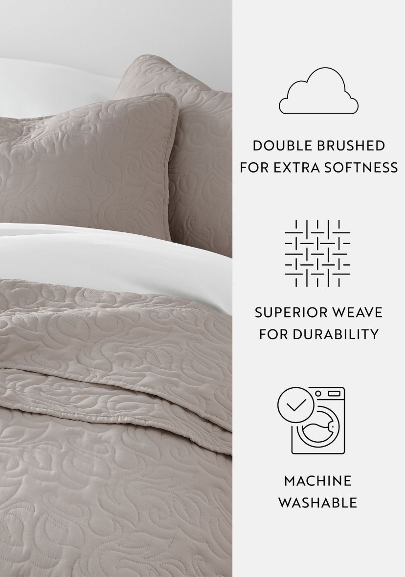 Ultra Soft Microfiber Floral Stitch All Season Quilt Coverlet Set with Shams