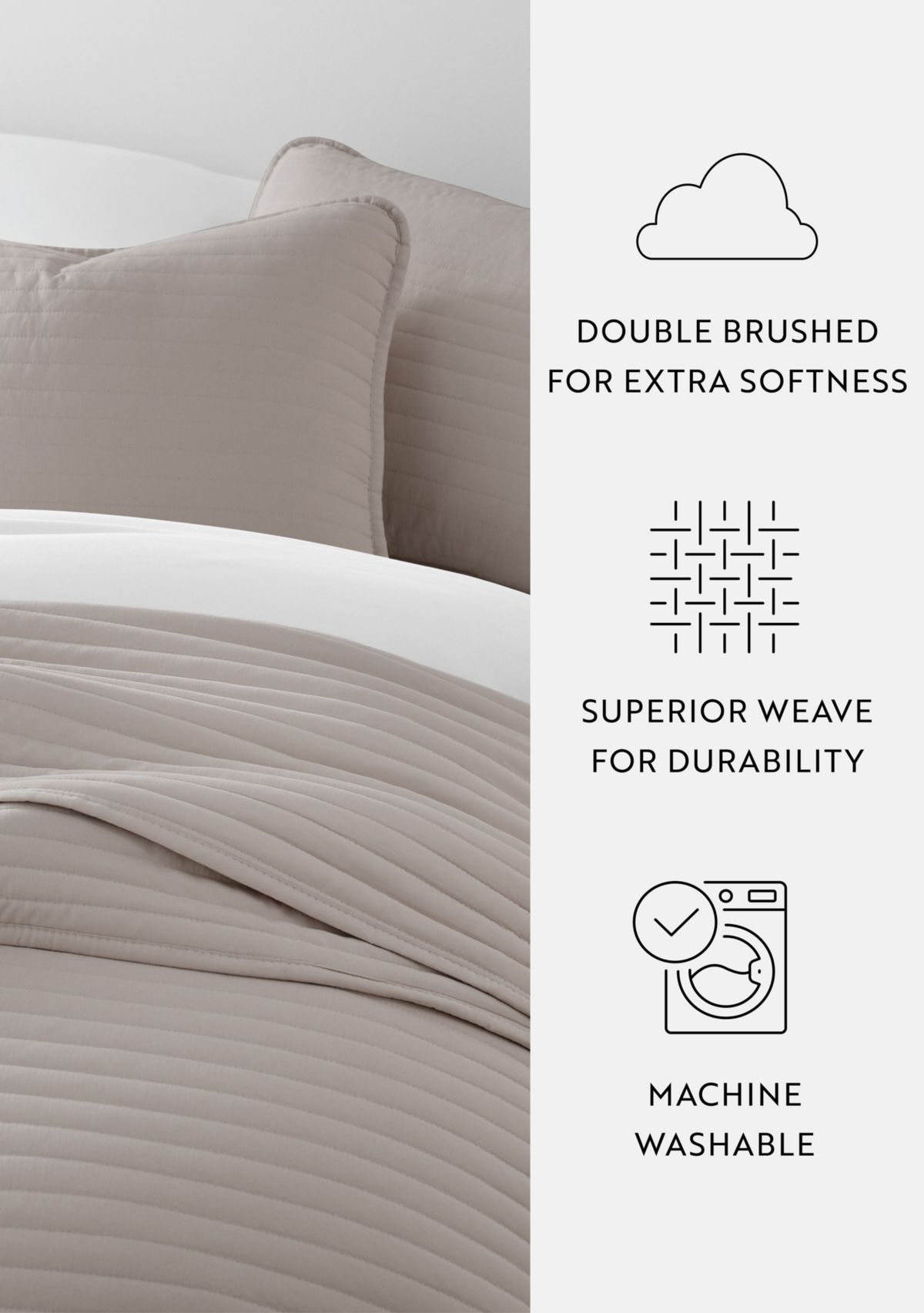 Ultra Soft Microfiber Stripe Stitch All Season Quilt Coverlet Set with Shams