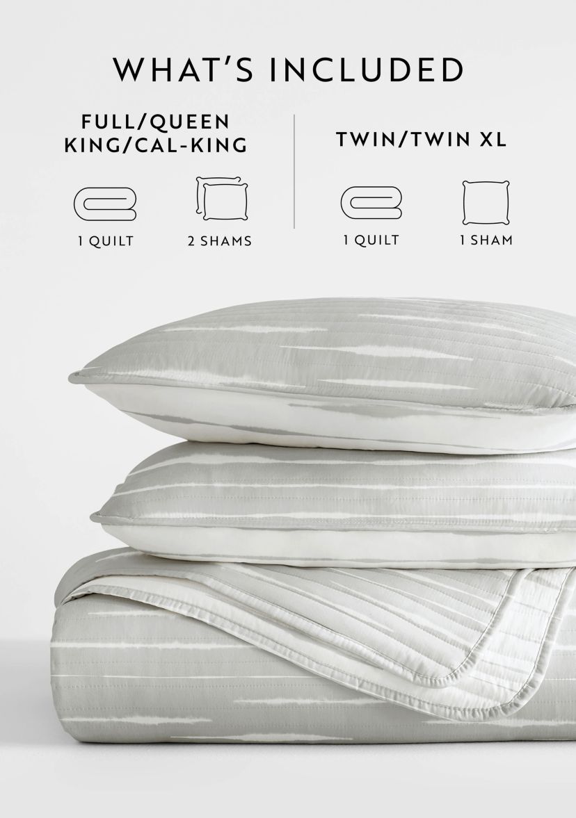 Ultra Soft Microfiber Reversible Horizon Lines All Season Quilt Set with Shams