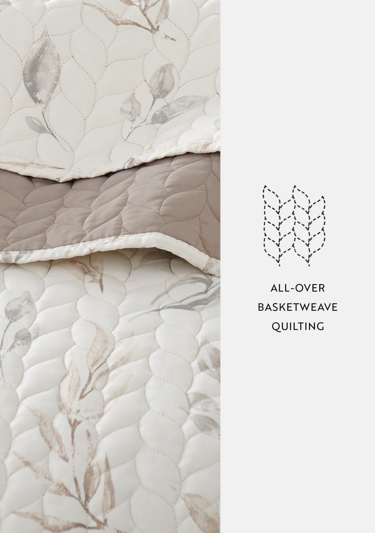 Ultra Soft Microfiber Reversible Watercolor Leaves/Stripe All Season Quilt Set with Shams