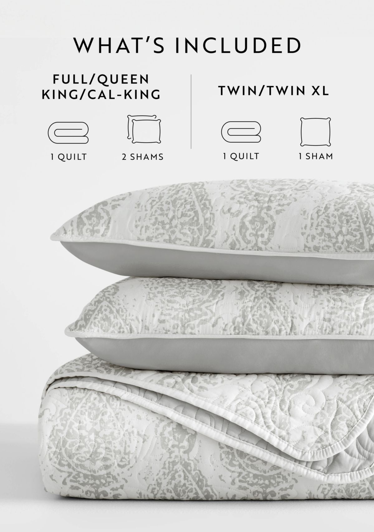 Ultra Soft Microfiber Reversible Distressed Damask All Season Quilt  Set with Shams