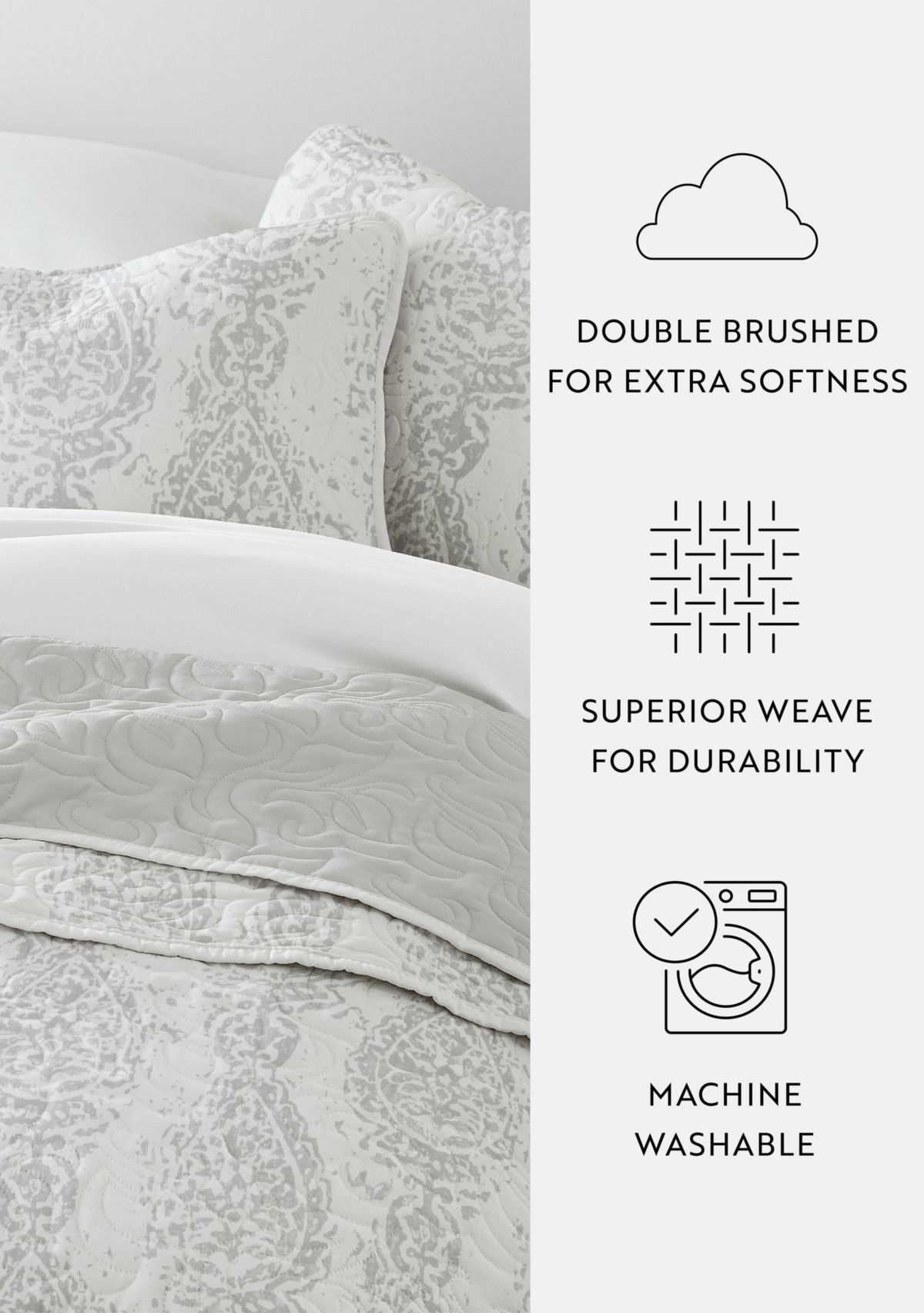 Ultra Soft Microfiber Reversible Distressed Damask All Season Quilt  Set with Shams