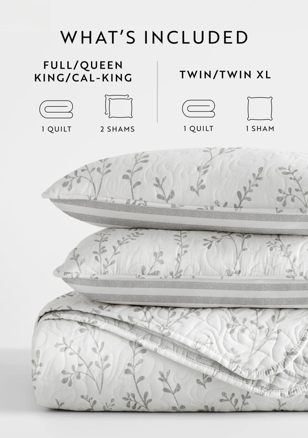 Ultra Soft Microfiber Reversible Sprouting Vines All Season Quilt Set with Shams