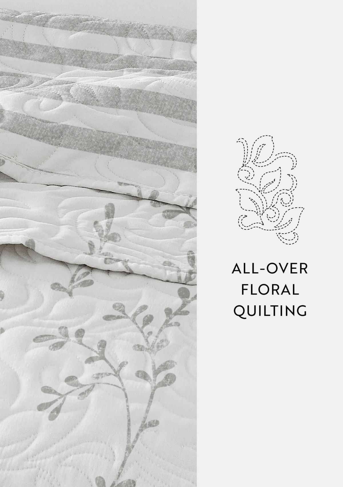 Ultra Soft Microfiber Reversible Sprouting Vines All Season Quilt Set with Shams