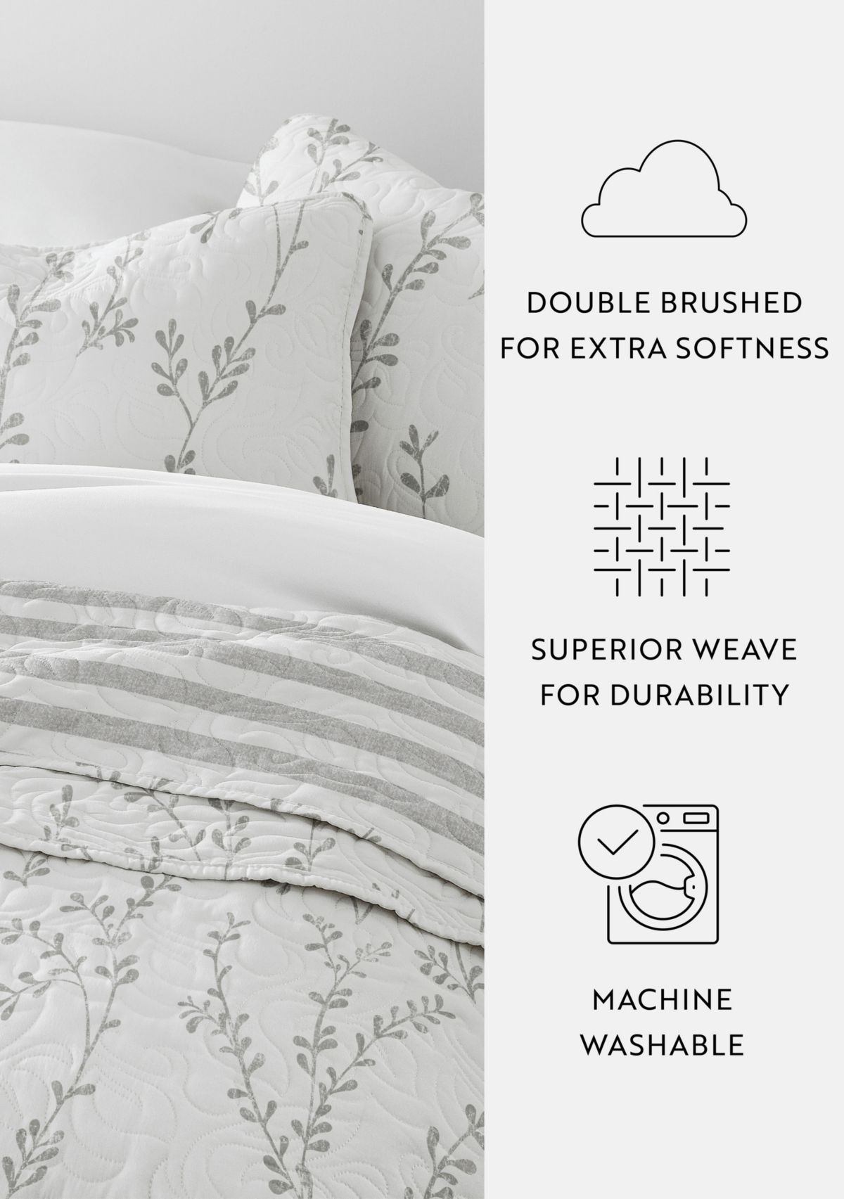 Ultra Soft Microfiber Reversible Sprouting Vines All Season Quilt Set with Shams
