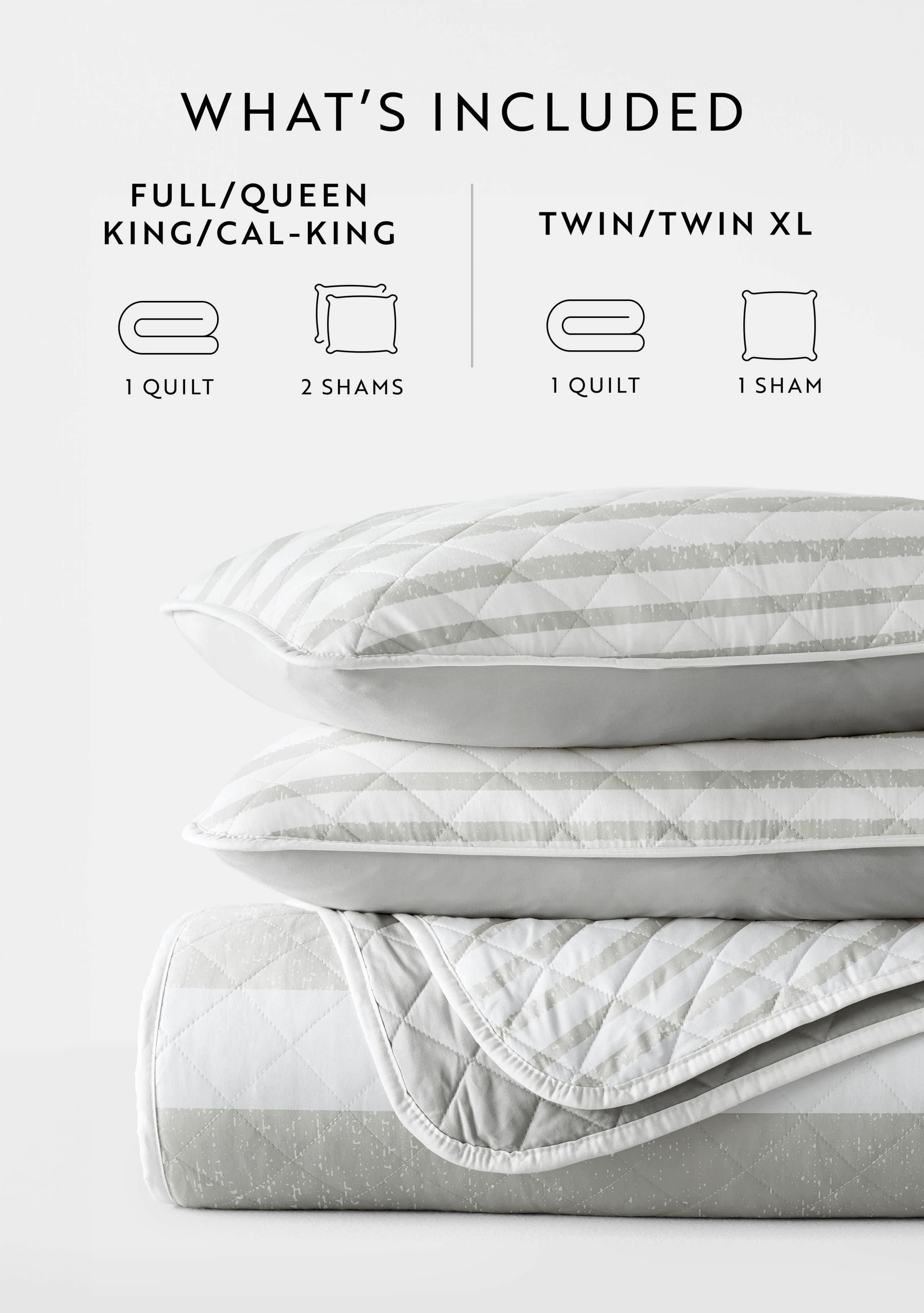 Ultra Soft Microfiber Reversible Summer Stripes All Season Quilt  Set with Shams