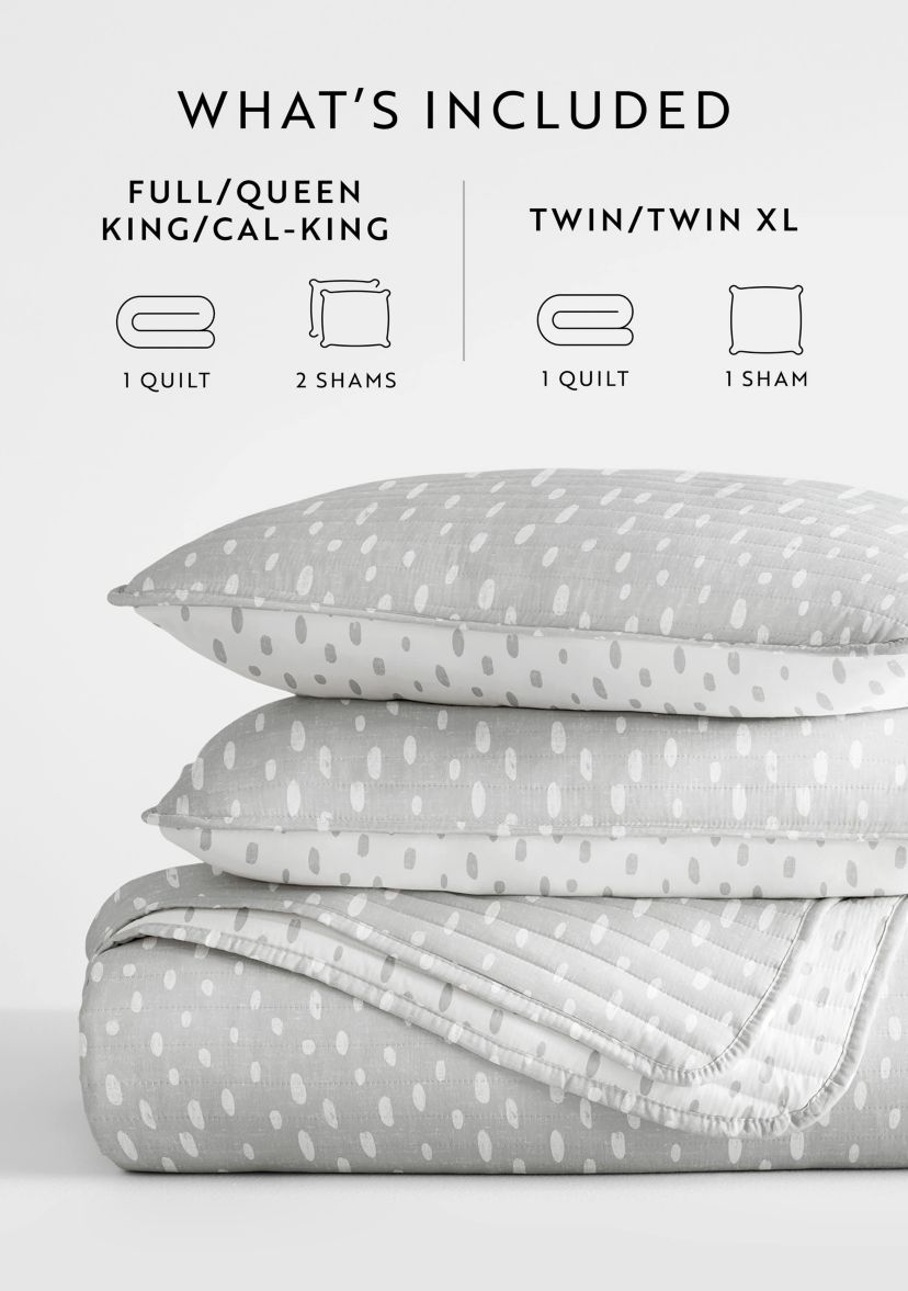Ultra Soft Microfiber Reversible Painted Dots All Season Quilt Set with Shams