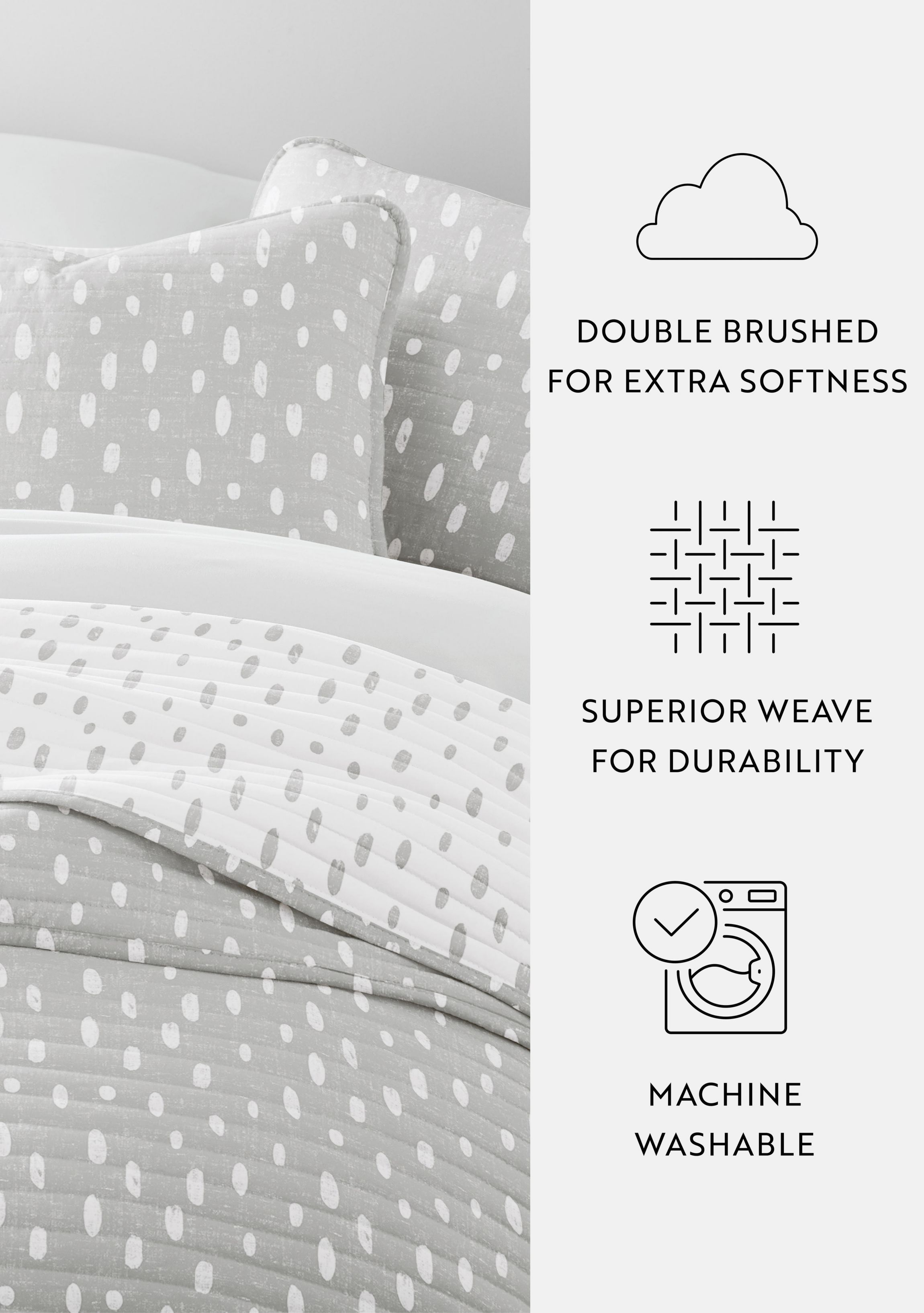 Ultra Soft Microfiber Reversible Painted Dots All Season Quilt Set with Shams