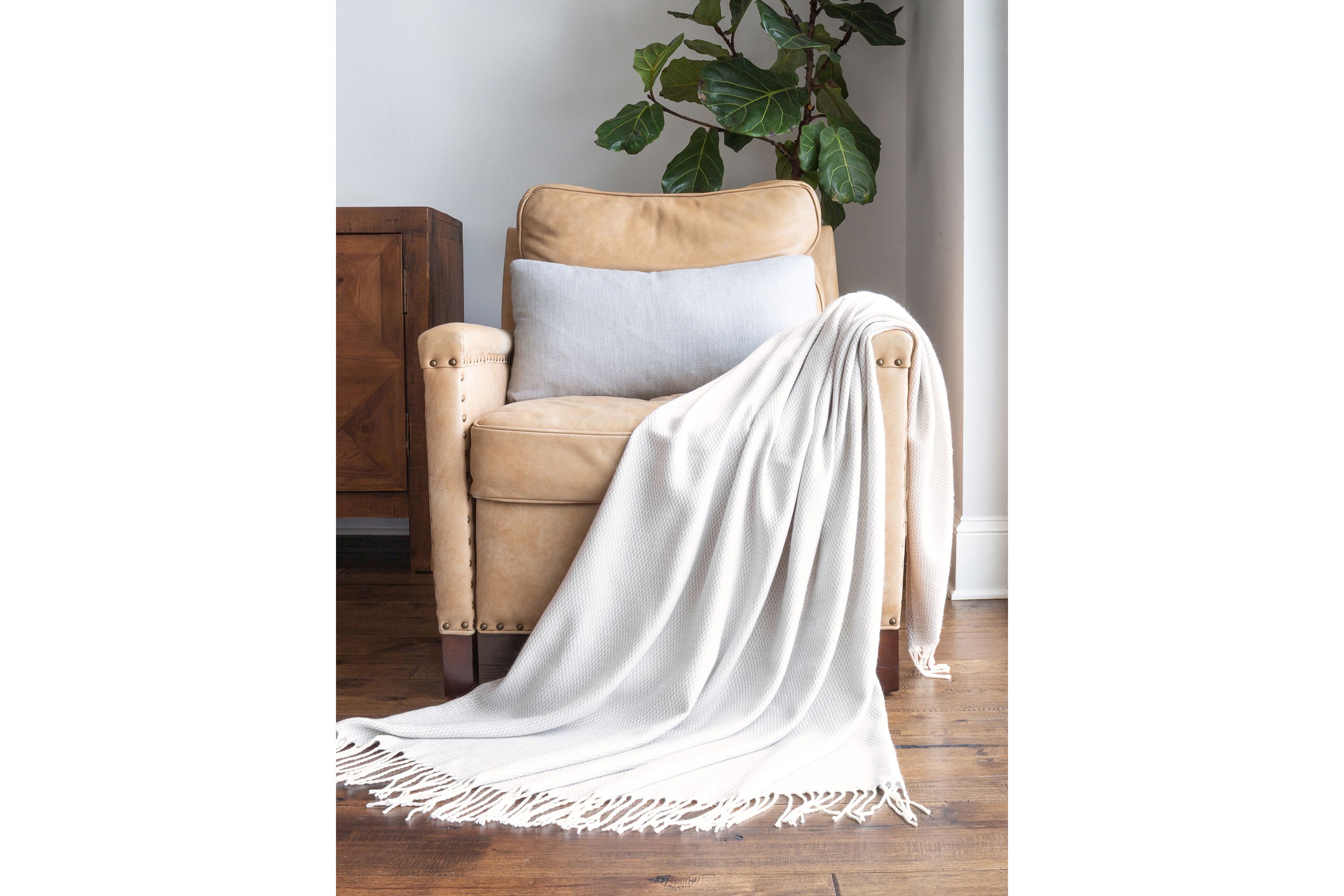 Dusk Blue Herringbone Throw Blanket
