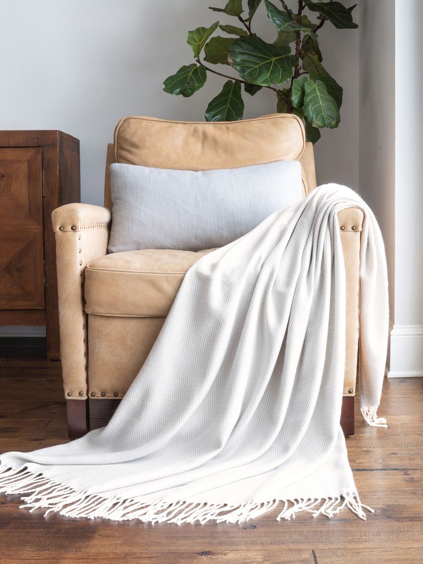 Dusk Blue Herringbone Throw Blanket