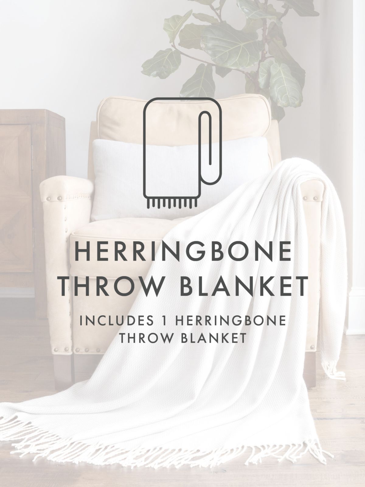 Dusk Blue Herringbone Throw Blanket