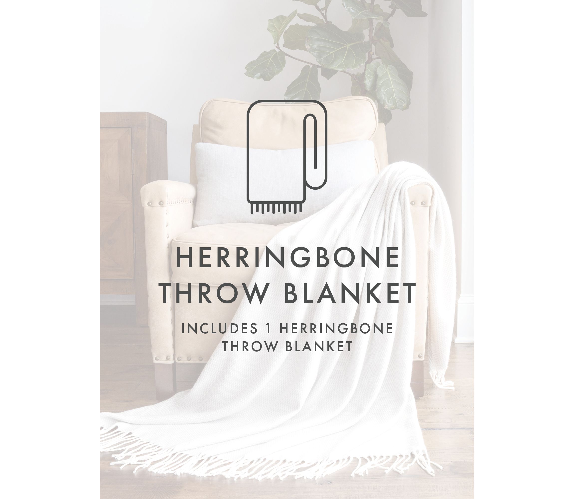 Dusk Blue Herringbone Throw Blanket