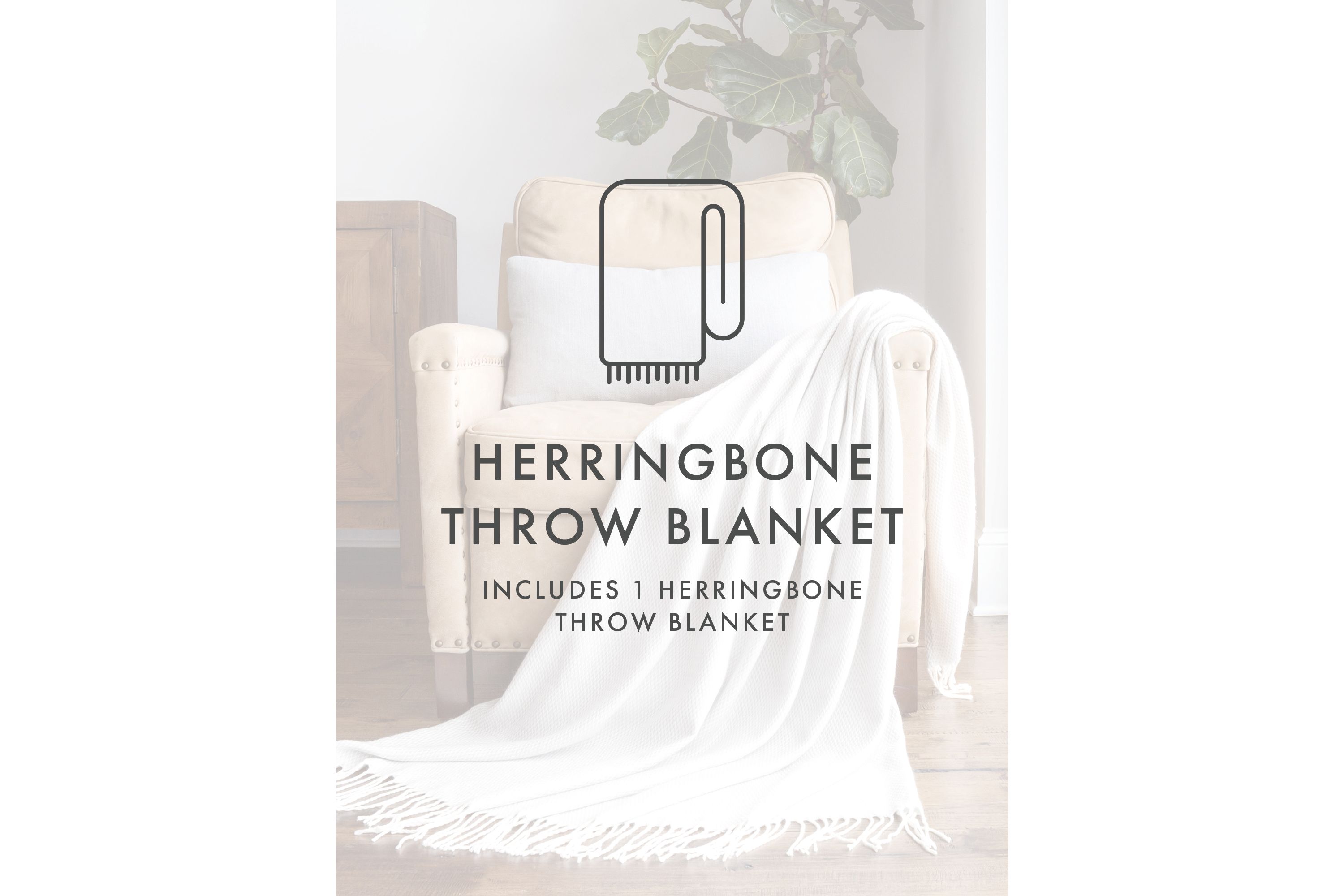 Dusk Blue Herringbone Throw Blanket