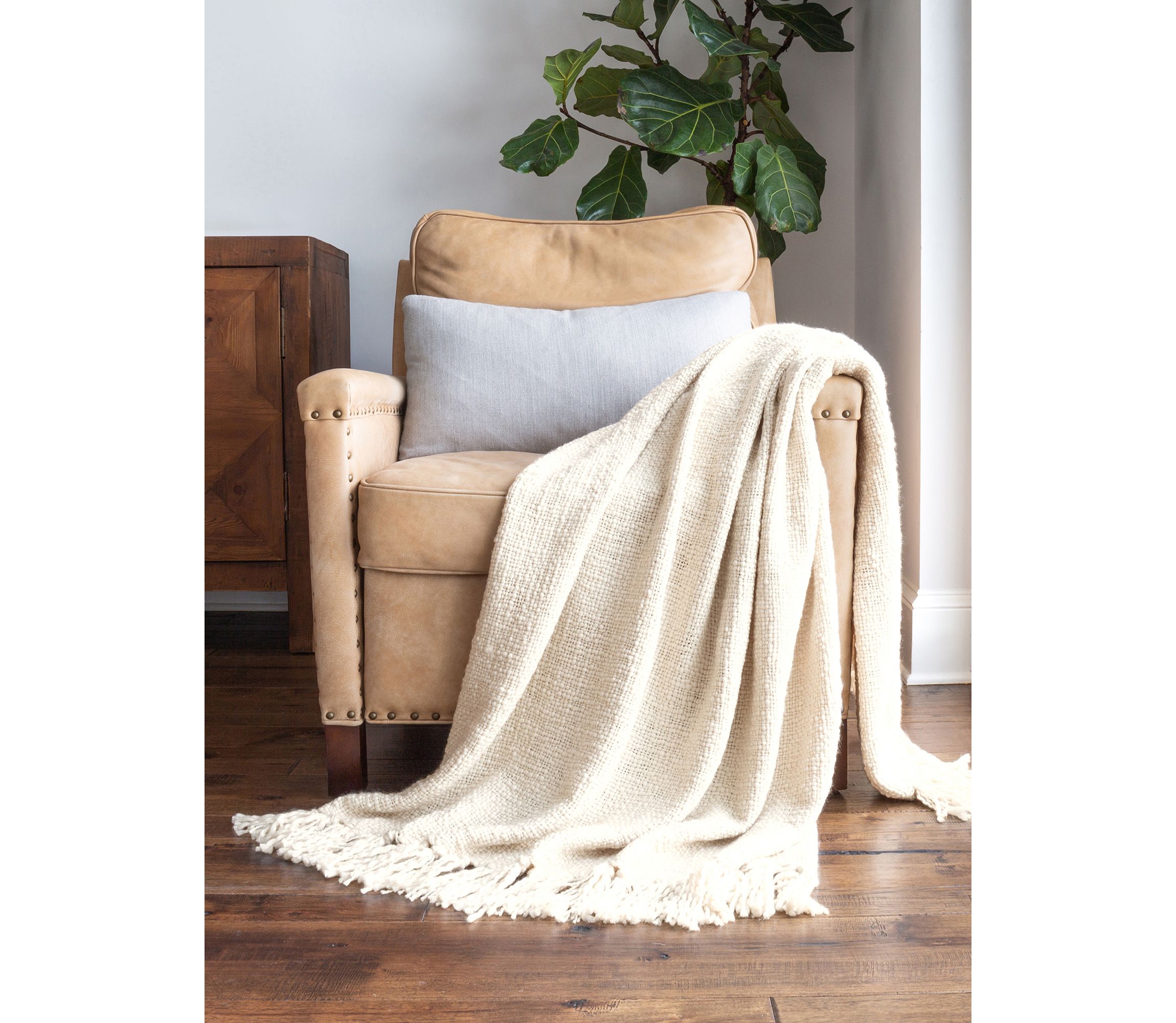 Natural Slub-Yarn Throw Blanket