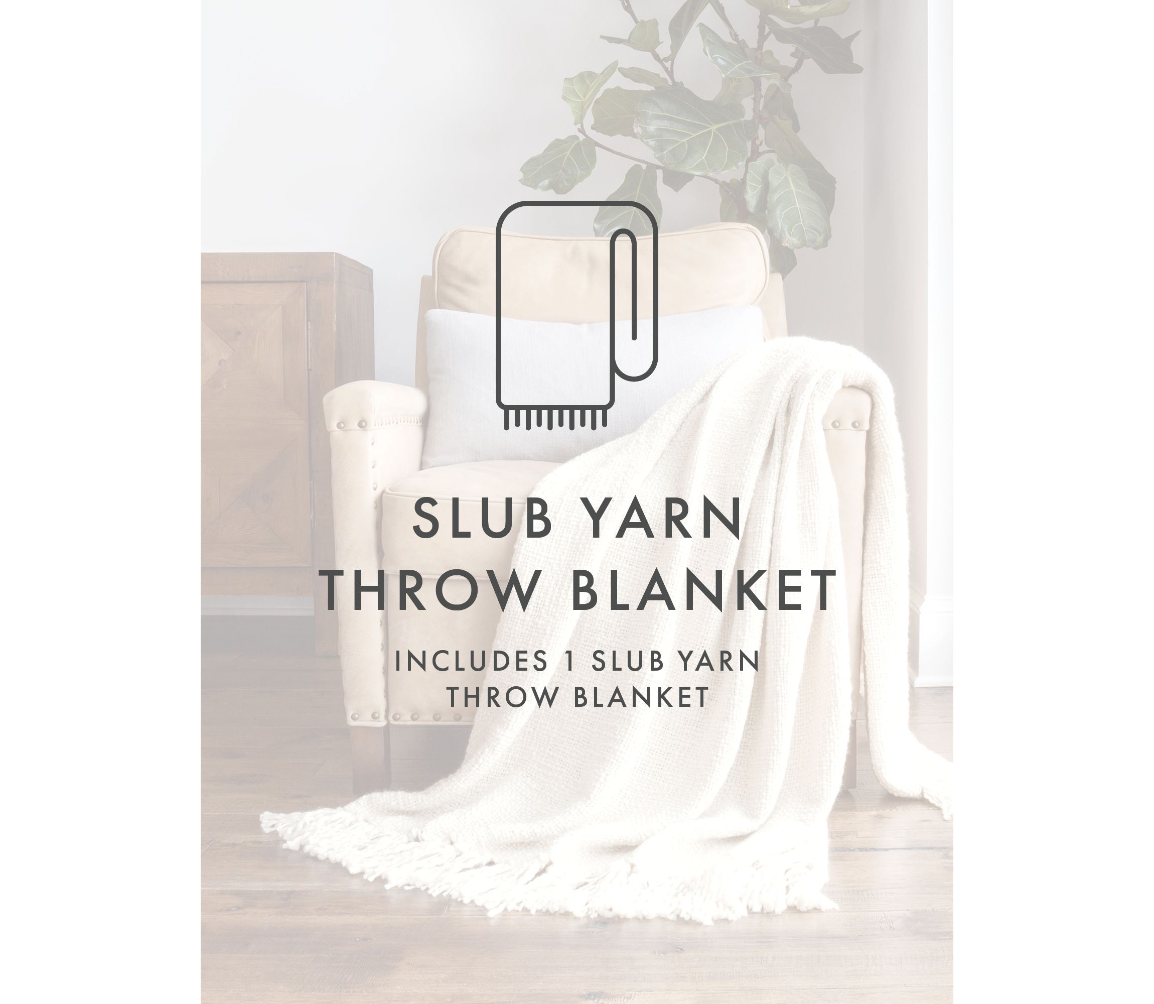 Natural Slub-Yarn Throw Blanket