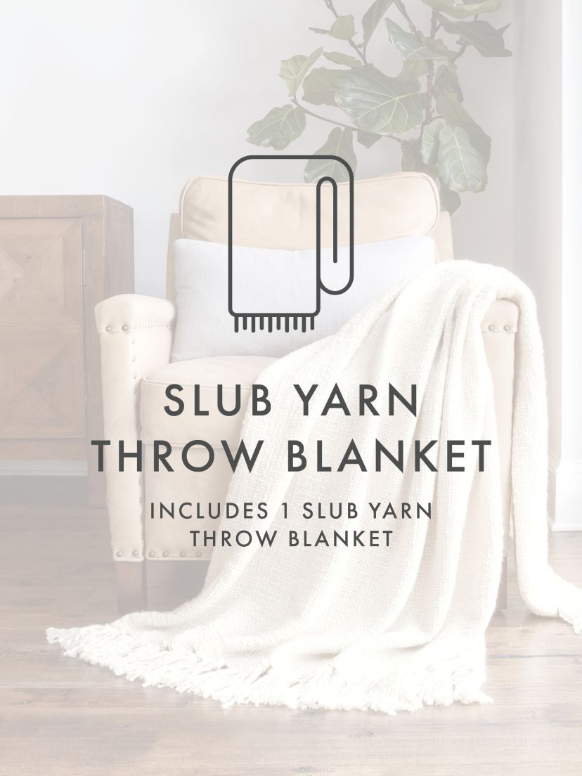 Natural Slub-Yarn Throw Blanket