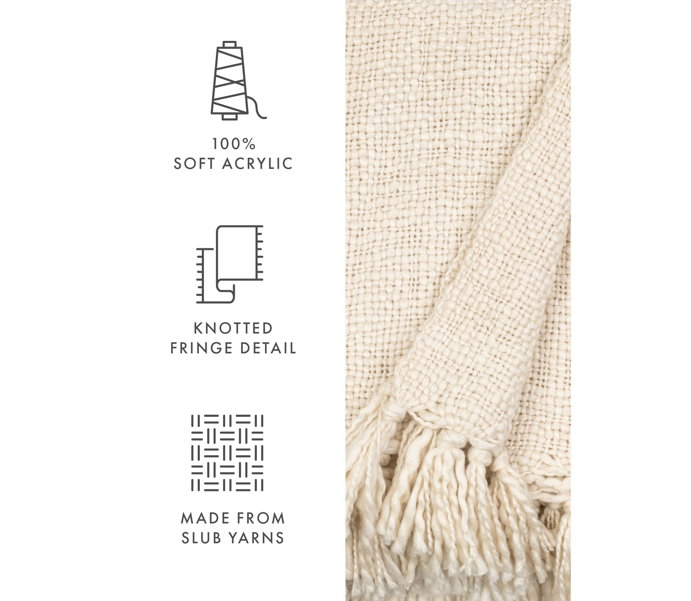 Natural Slub-Yarn Throw Blanket