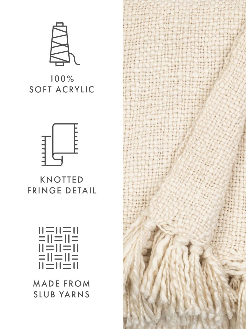 Natural Slub-Yarn Throw Blanket