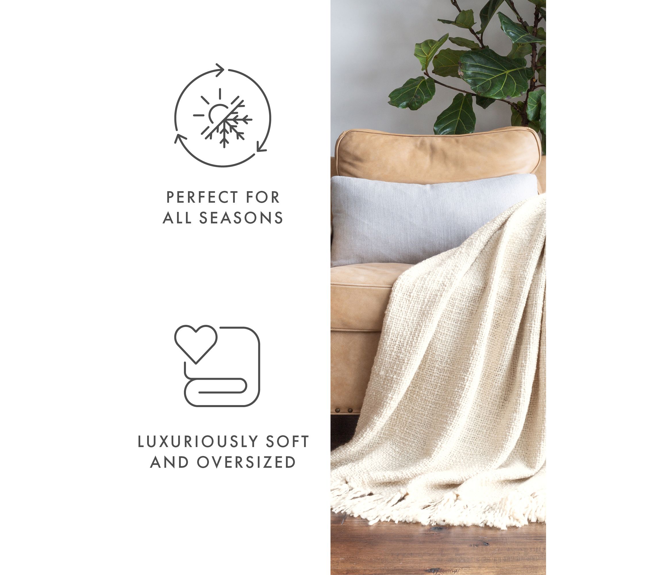 Natural Slub-Yarn Throw Blanket