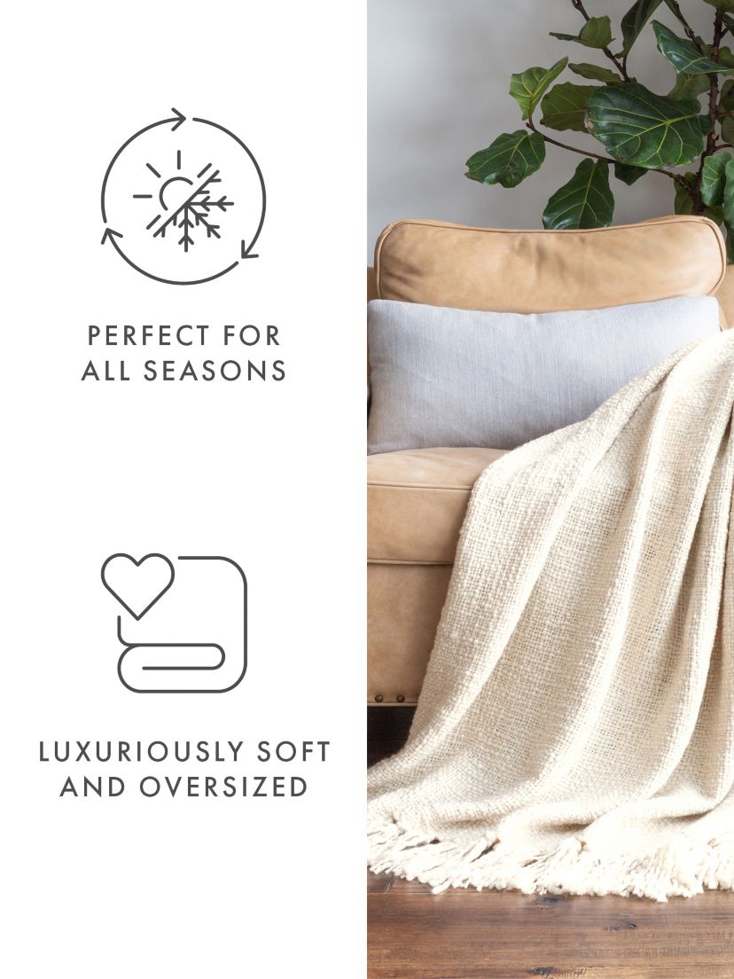 Natural Slub-Yarn Throw Blanket