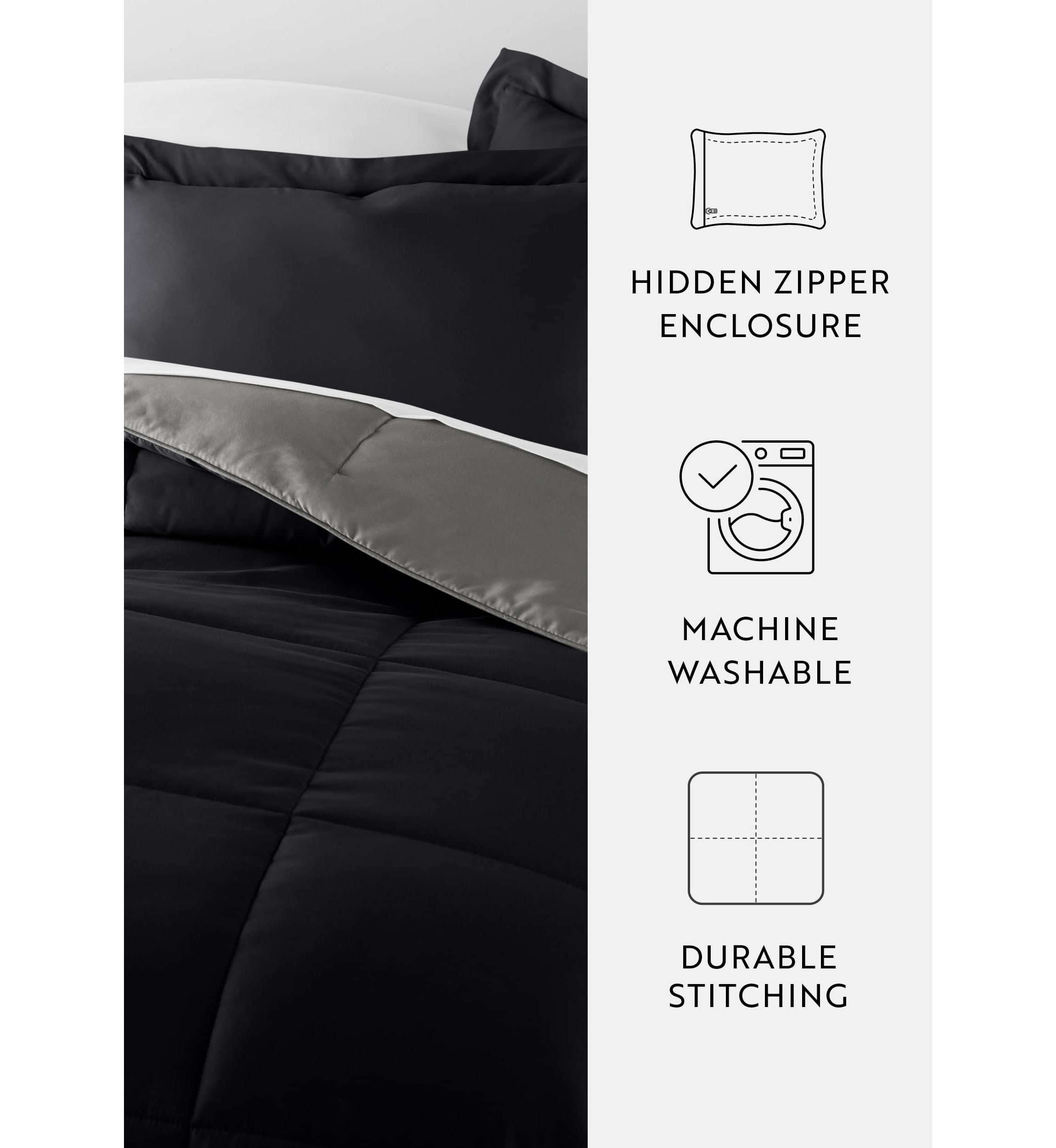 Reversible Ultra Soft Microfiber All Season Down-Alternative Comforter Set