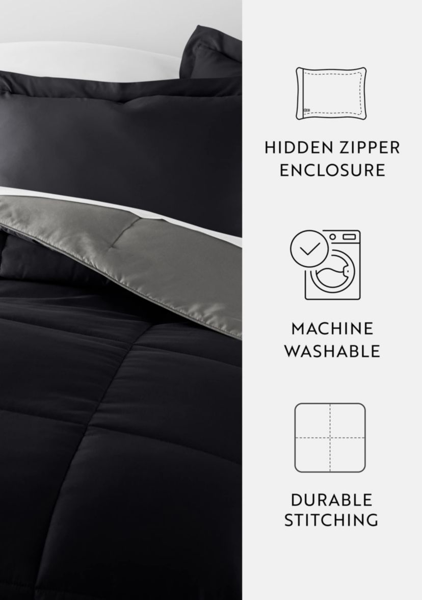 Reversible Ultra Soft Microfiber All Season Down-Alternative Comforter Set