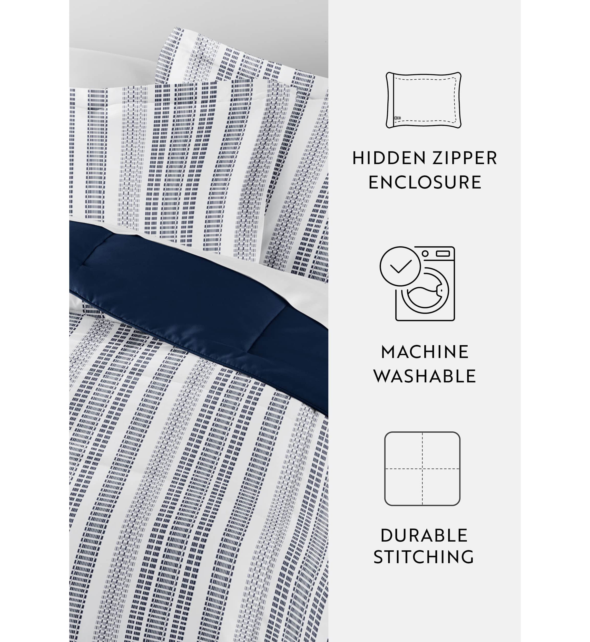 Reversible Farmhouse Dreams Patterned Ultra Soft Microfiber Down-Alternative Comforter Set