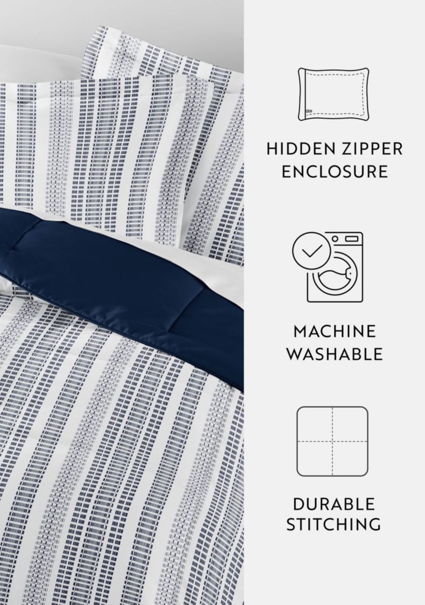 Reversible Farmhouse Dreams Patterned Ultra Soft Microfiber Down-Alternative Comforter Set