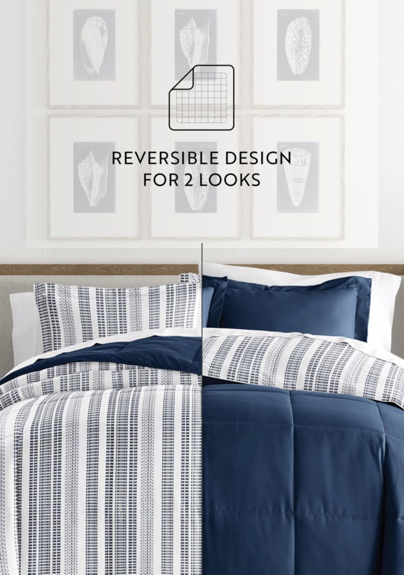 Reversible Farmhouse Dreams Patterned Ultra Soft Microfiber Down-Alternative Comforter Set