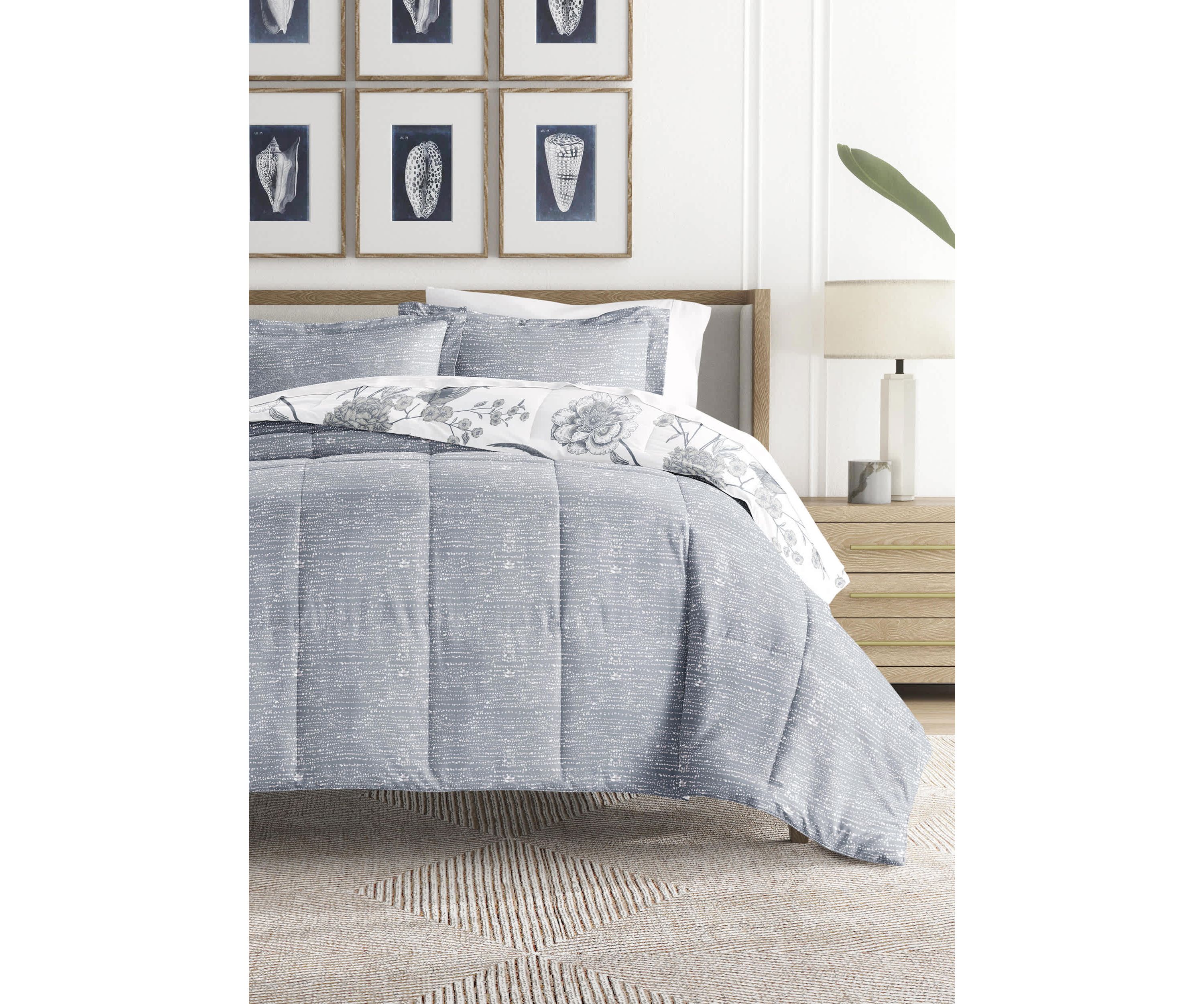 Reversible Molly Botanicals Patterned Ultra Soft Microfiber Down-Alternative Comforter Set