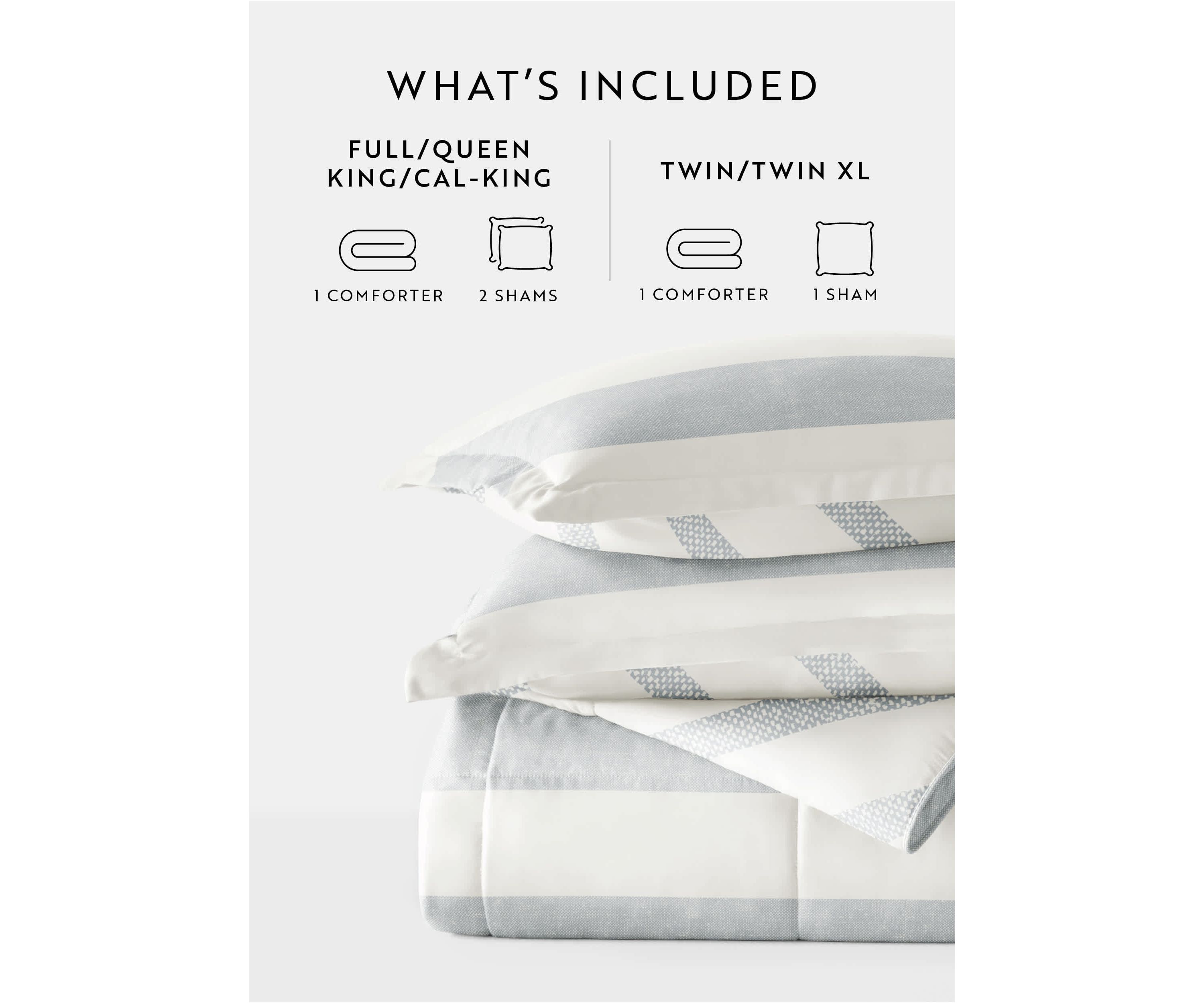 Reversible Distressed Stripe Patterned Ultra Soft Microfiber Down-Alternative Comforter Set