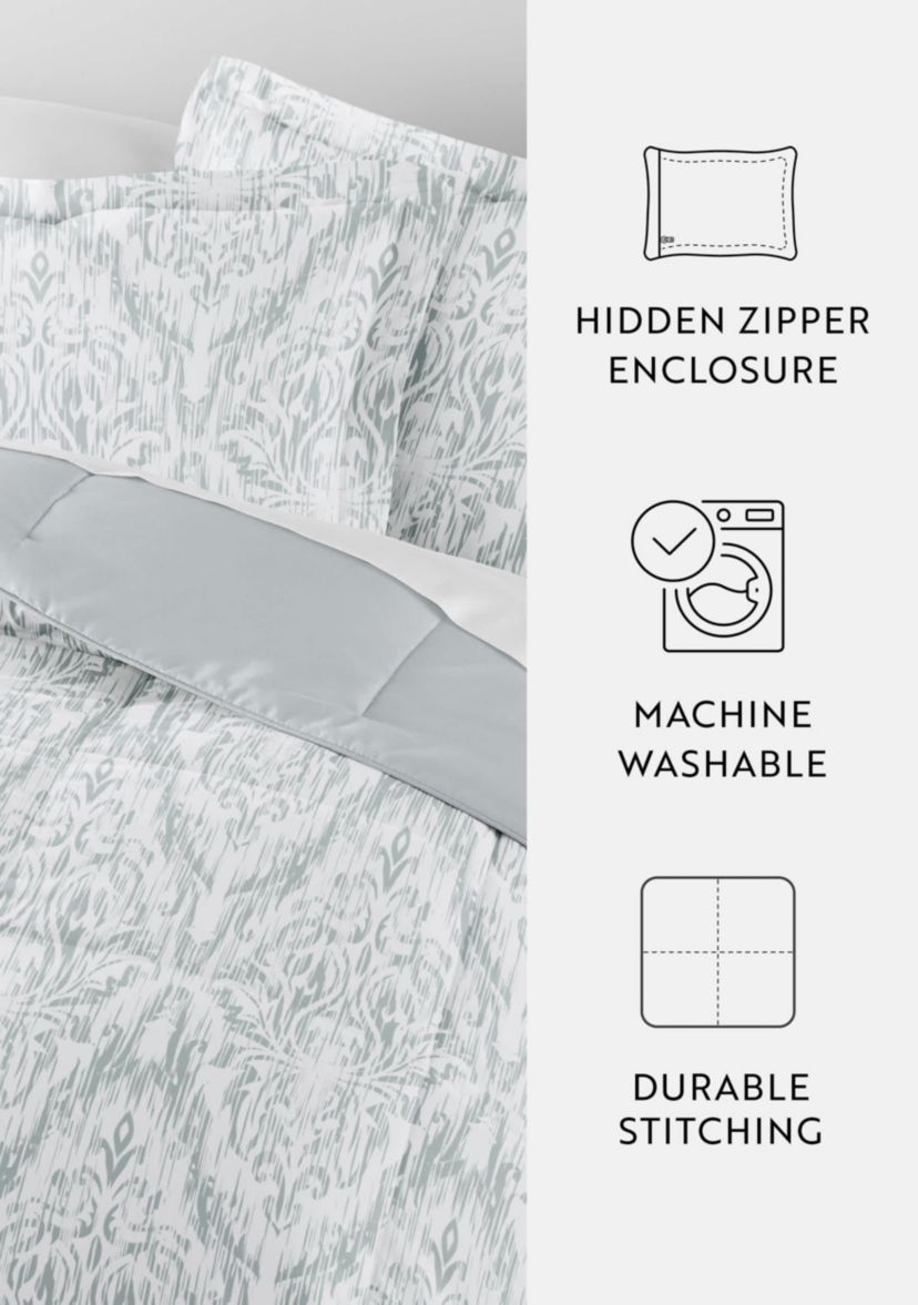 Reversible English Countryside Patterned Ultra Soft Microfiber Down-Alternative Comforter Set