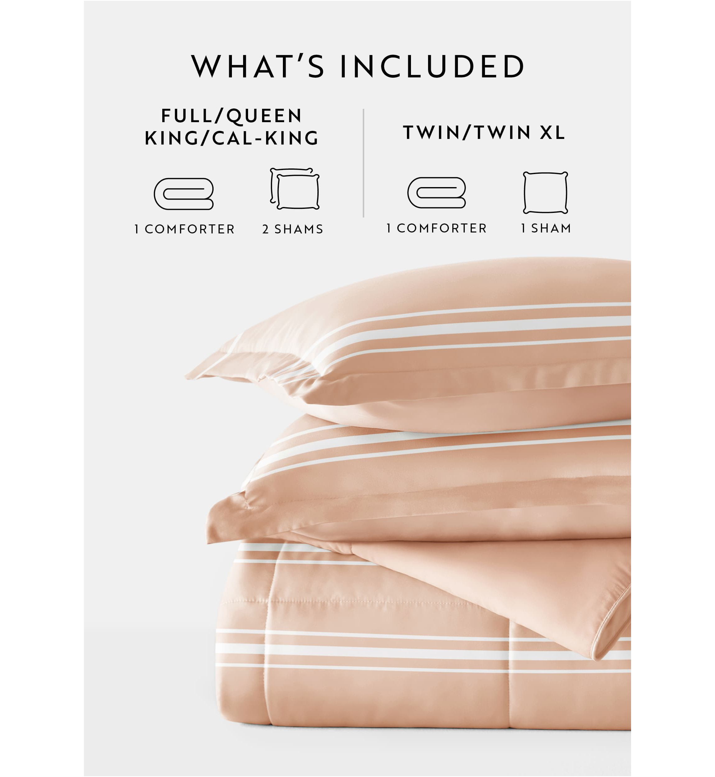 Reversible Soft Stripe Patterned Ultra Soft Microfiber Down-Alternative Comforter Set