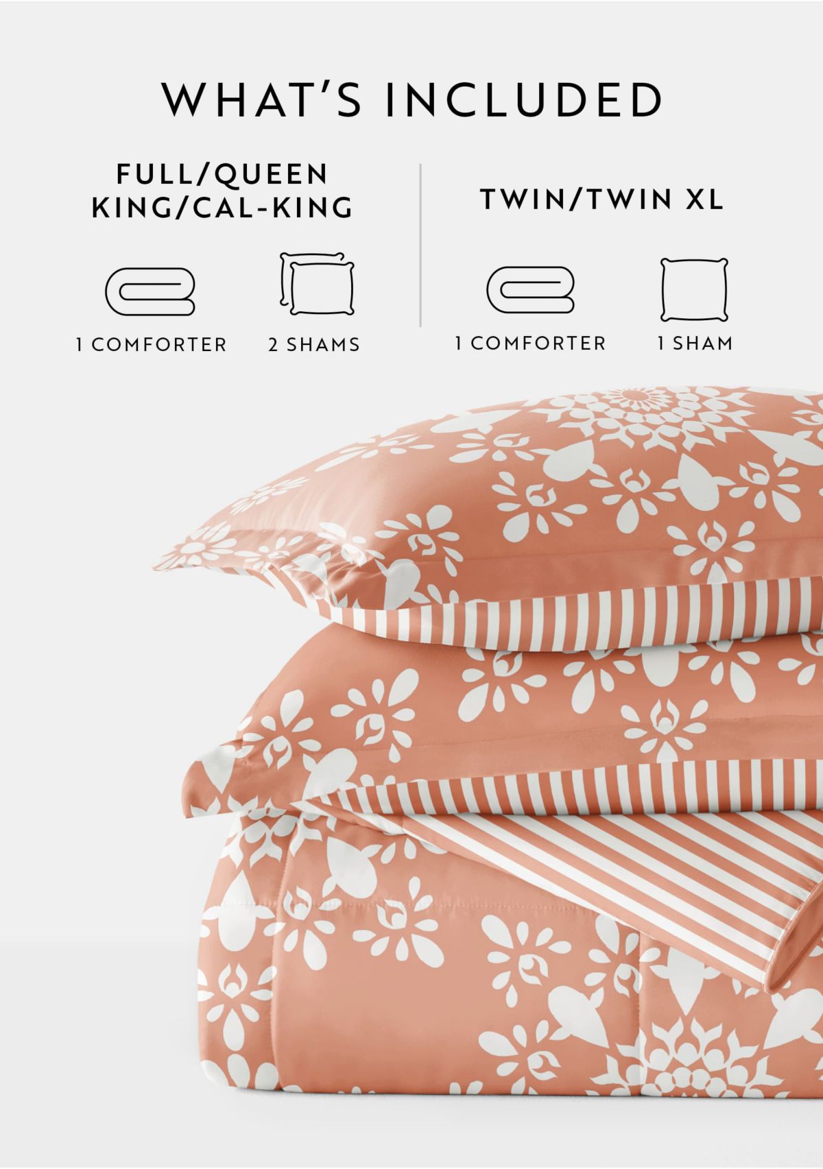 Reversible Daisy Medallion Patterned Microfiber Ultra Soft Down-Alternative Comforter Set