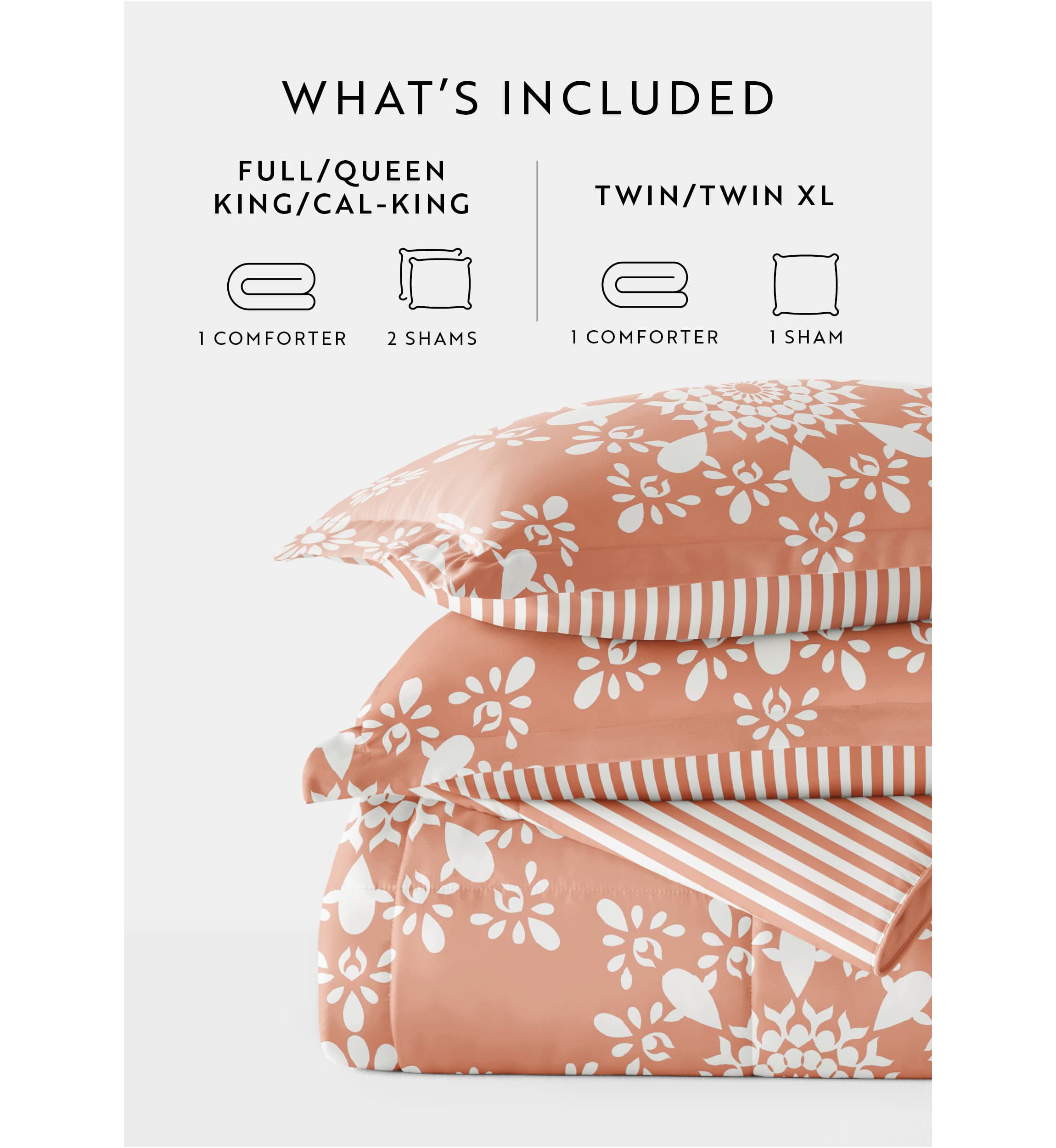 Reversible Daisy Medallion Patterned Microfiber Ultra Soft Down-Alternative Comforter Set