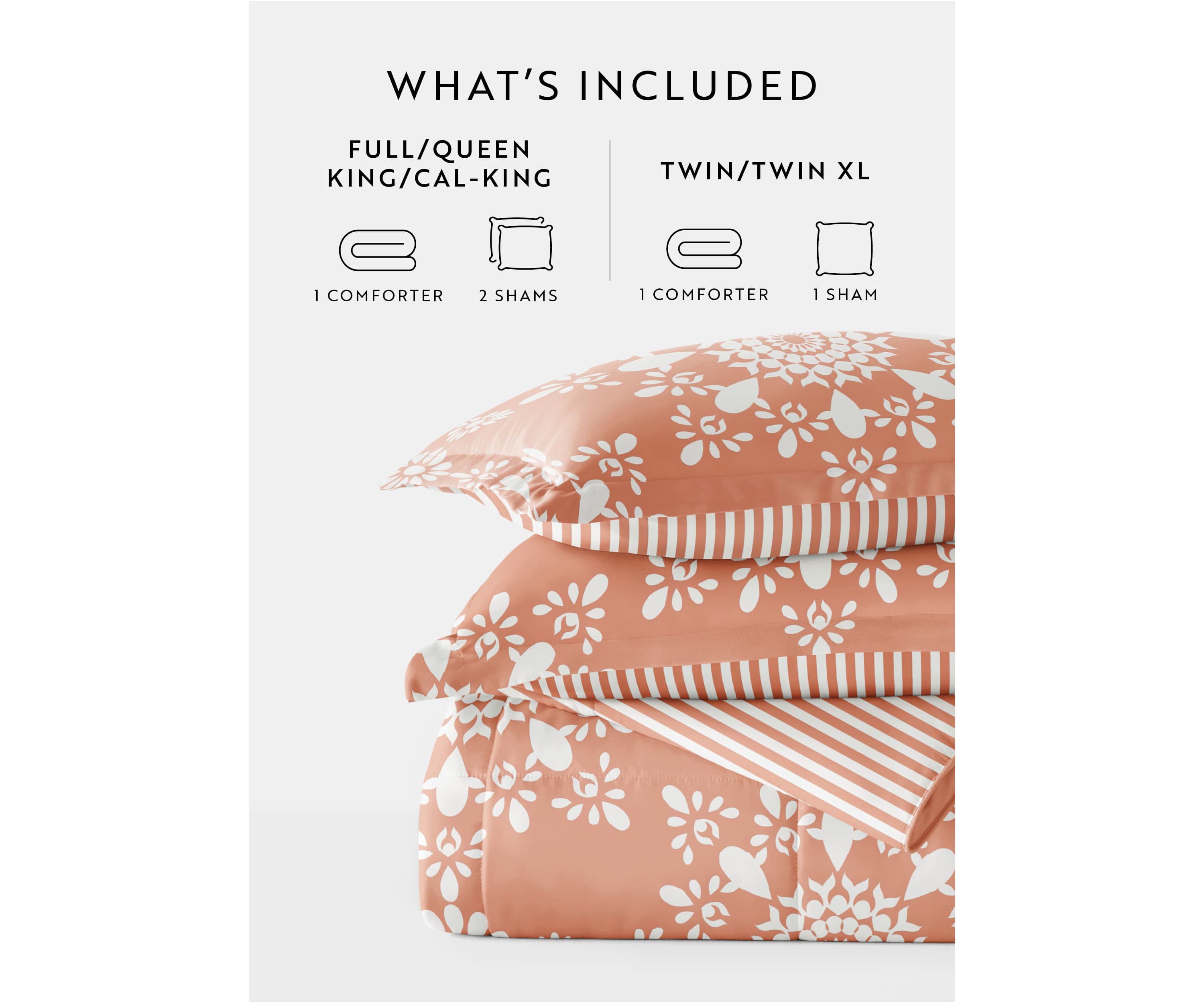 Reversible Daisy Medallion Patterned Microfiber Ultra Soft Down-Alternative Comforter Set
