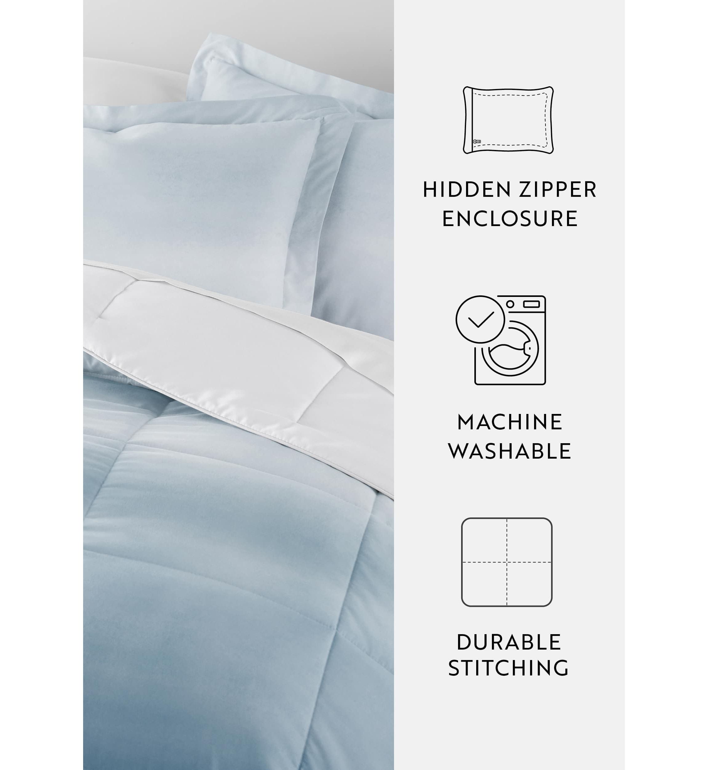 Reversible Ocean Waves Patterned Ultra Soft Microfiber Down-Alternative Comforter Set