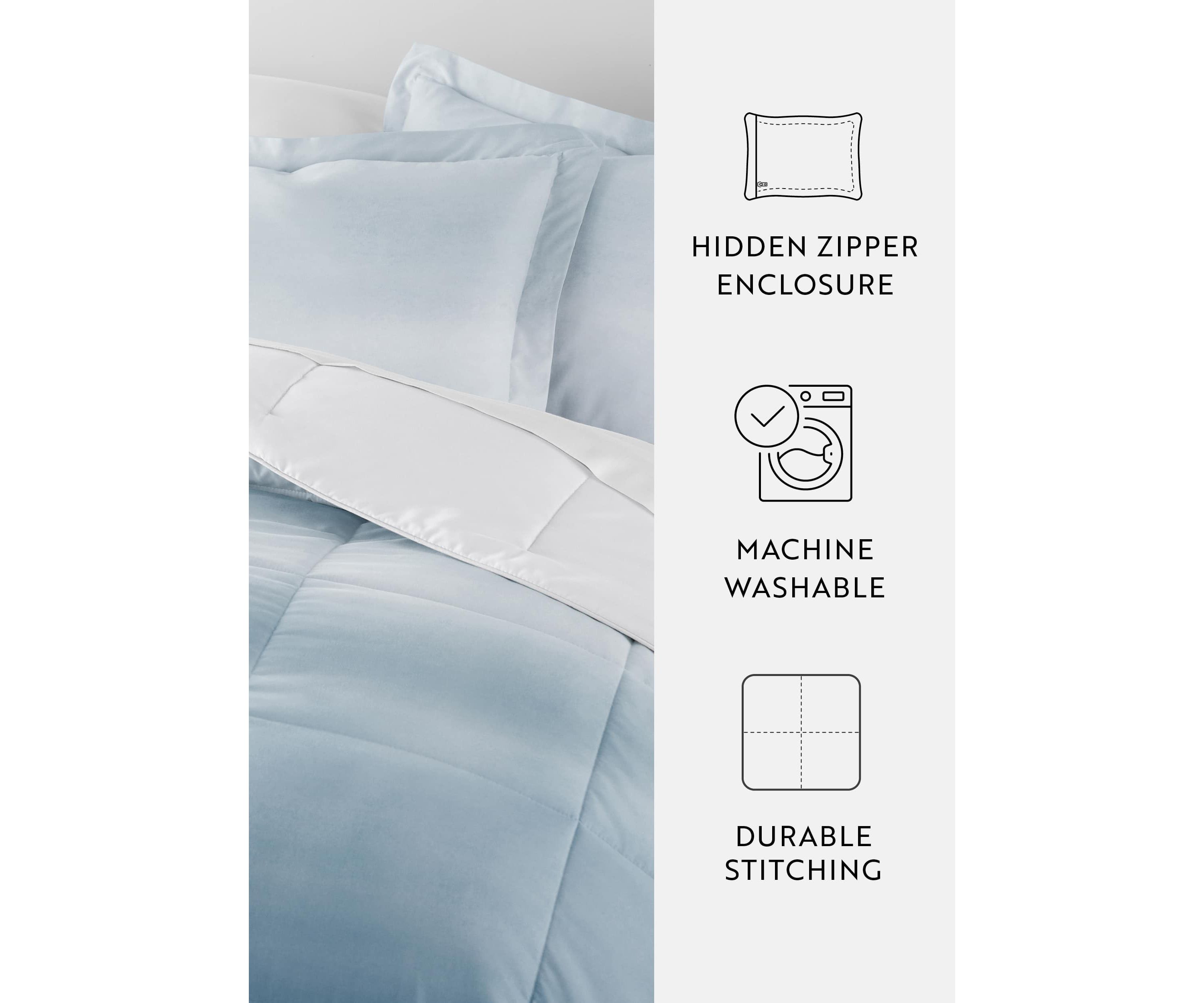 Reversible Ocean Waves Patterned Ultra Soft Microfiber Down-Alternative Comforter Set